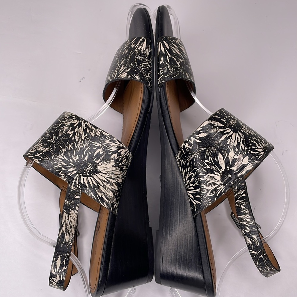Patricia Nash Sandals Mirella Open Toe Slingback Sunflower BlkWhite Sandals - Picture 3 of 9